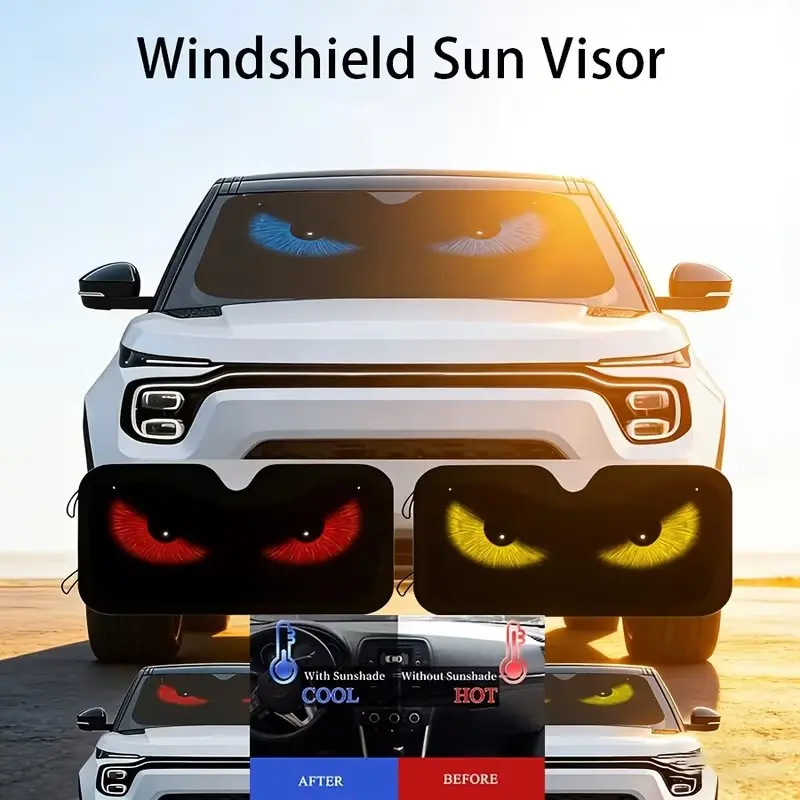 Car Windshield Sunshade, Foldable Sun Visor for Cars, Trucks, Suvs, Front Windshield Sunshade, Car Sunshades for Windshield, Reflective UV Protection, Keeps Car Cool, Auto Sunscreen Accessory