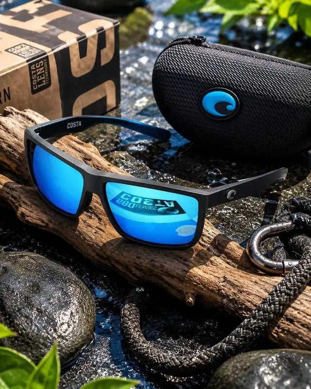 Full Box Costa Del Mar Rinconcito Costa 580G Men’s Polarized Sunglasses Black Frame Blue Mirror Lens UV400 Fishing Driving Outdoor Sport Glasses with Case Box