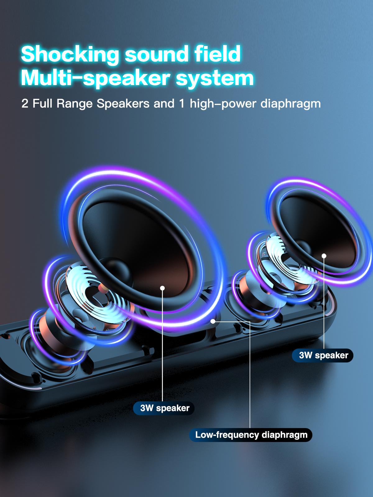 ICOREBEI Desktop Computer Speaker/Soundbar, compatible with Mac, desktop, laptop, tablet, monitor, and PC, plug and play, USB to USB-C power supply and audio transmission; Bluetooth 5.3, RGB lighting, wired gaming speaker. ICOREBEI Desktop Computer Speaker/Soundbar, compatible with Mac, desktop, laptop, tablet, monitor, and PC, plug and play, USB to USB-C power supply and audio transmission; Bluetooth 5.3, RGB lighting, wired gaming speaker.