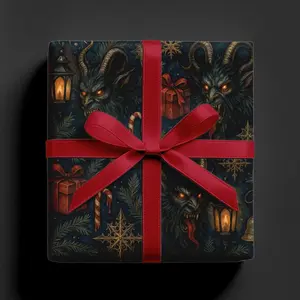 Krampus Watercolor Wrapping Paper Roll, Gothic Birthday Gift Wrap, Creepy Anniversary Packaging, Dark Aesthetic Gift Wrap