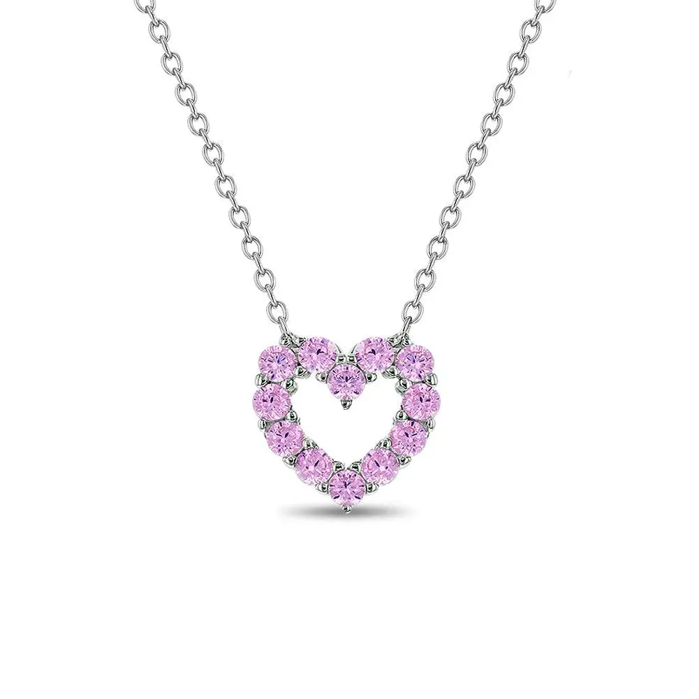 Open CZ Heart Kids / Children's / Girls Pendant/Necklace - Sterling Silver