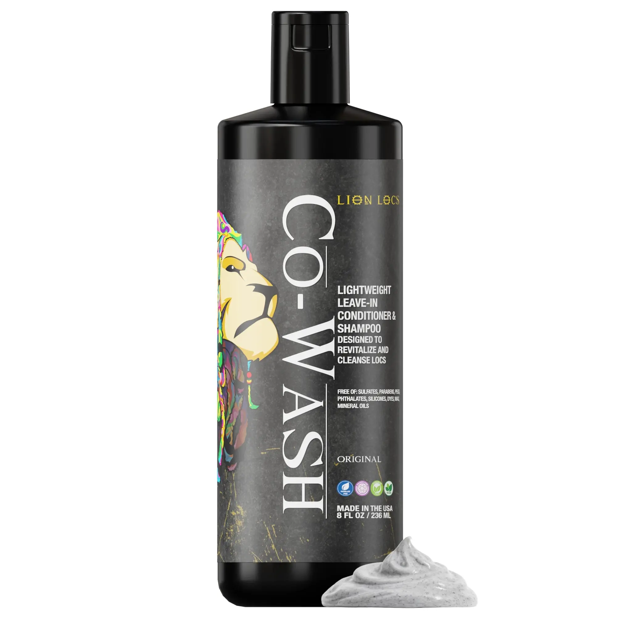 Lion Locs 2 in 1 Shampoo and Conditioner Organic Co Wash with No Buildup for Comfort - Lightweight Vegan Haircare Cleanser & Hydrate Moisturizer for Dreads, Dreadlocks, Sisterlocks, Faux Locs and More. Hydrating and Cleansing At The Same Time!