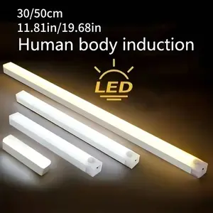 Long Strip Induction Lamp USB Rechargeable Motion Sensor Light Under Cabinet Lighting Easy Install for Kitchen Cupboard Hallway Stairs Office Home Decor