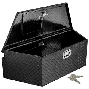 33 in Trailer Tongue Boxes,Heavy Duty Aluminum Trailer Tool Box With Lock and Keys,Diamond Plate Storage Box,Waterproof Trailer Box for Pick Up Truck Bed,RV Trailer,Black