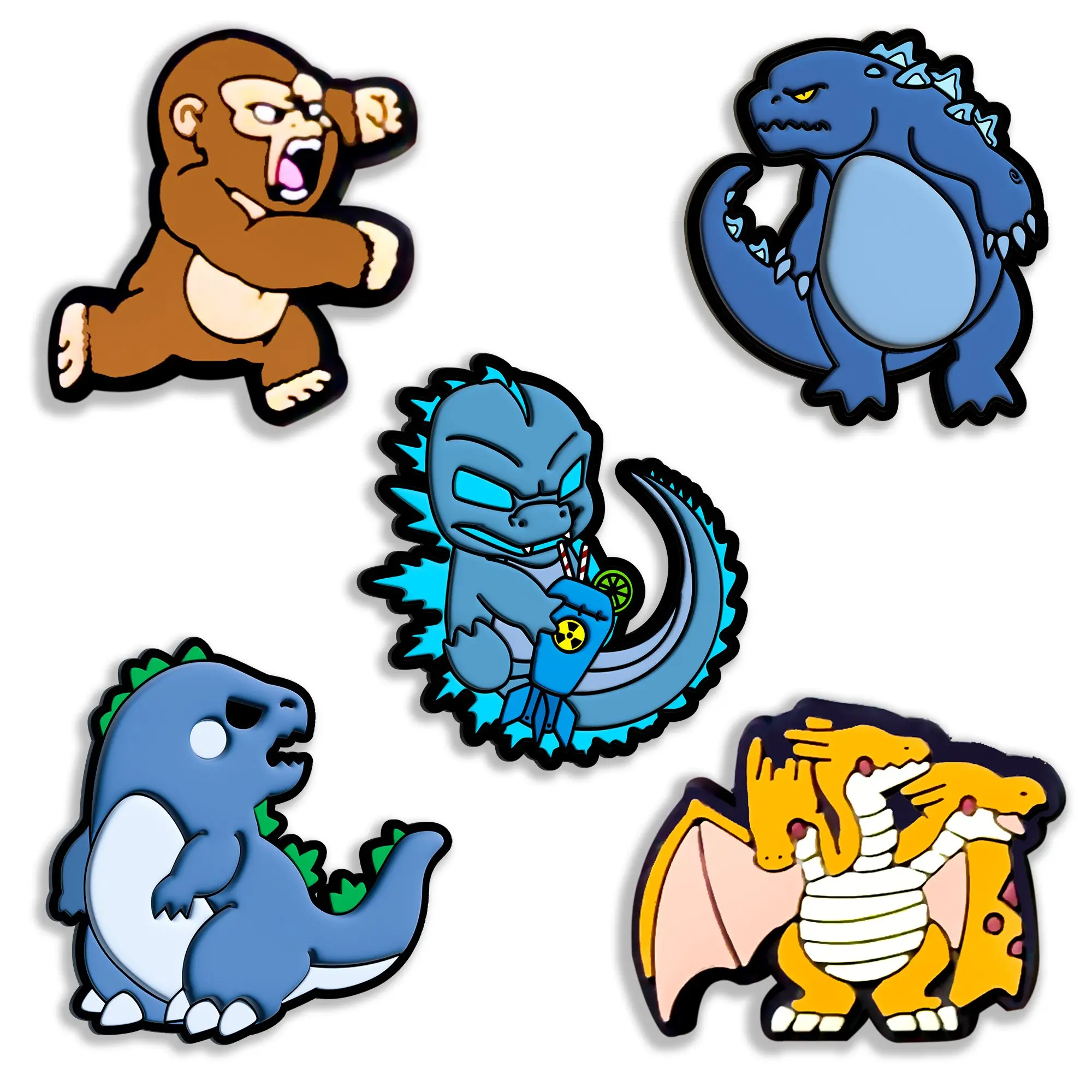 Monster Croc Charms 5PCS PVC Clog Pins Accessories Party Favors Birthday Gifts Holidays Decoration for Boys Women Girls