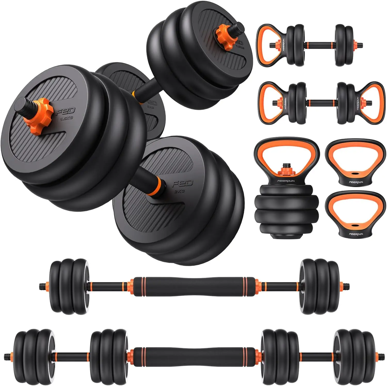 Adjustable Dumbbells, 20/30/40/50/60/70/90Lbs Free Weight Set with Connector, 4 FEIERDUN