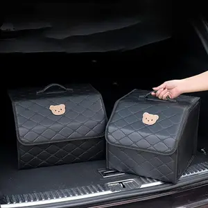 Cartoon Bear Pattern Car Trunk Storage Box, Multifunctional Foldable Car Storage Box, Car Interior Storage Organizer, Car Accessories