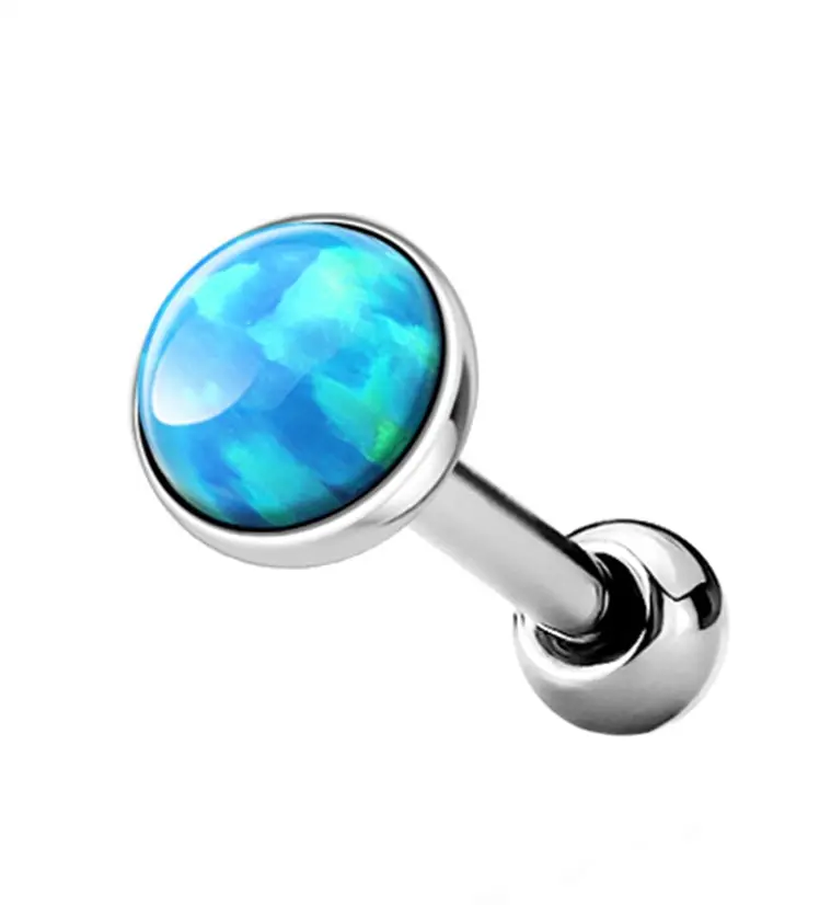 Light Blue Opal Top Cartilage Barbell