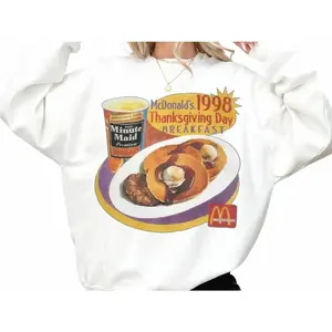 98 THANKSGIVING BREAKFAST PROMO VINTAGE SWEATSHIRT, 90s RETRO VIBES, COZY VINTAGE SHIRT