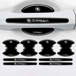 Body-Protect 4/8pcs Car Door Handle Bowl Stickers, Custom Fit, Scratch Protector for Skoda Octavia Fabia Kamiq Kapoq Kodiaq Rapid Scala, Car Accessories