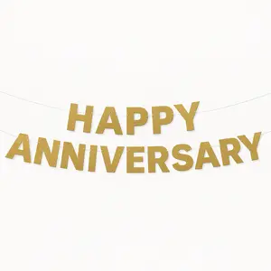 Elegant Silver "Happy Anniversary" Letter Banner