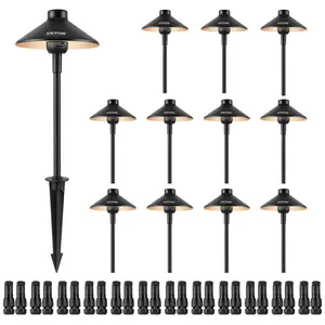 【Summervibes】VEVOR 12 Pack Low Voltage Landscape Path Lights,  , 3W 210LM 12V-24VAC/DC Outdoor LED Pathway Lighting, 3000K Warm White Walkway Lights with Quick Connectors, IP66 Waterproof for Yard Garden Sidewalk