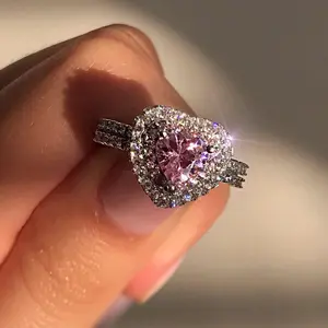 925 Sterling Silver Shiny Full Diamond Ring,Ladies Fashion Diamond Fashion Heart-Shaped Female Jewelry Ring Ladies,Eternity Engagement Wedding Band Ring for Women,cluster ring,jewelry,accessories women,y2k accessories,birthday gifts for gf