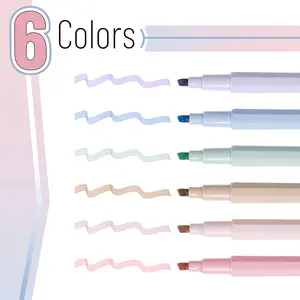 Aesthetic Highlighters Set 6 Pack Pastel Markers Chisel Tip No Bleed Study School Office Supplies for Notes Journaling