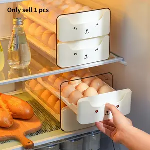 Double Layer Fresh Egg Storage Container, Holds 18 Eggs Per Layer, Transparent Stackable Plastic Tray with Handle, for Fridge Kitchen Home, Refrigerator Accessories
