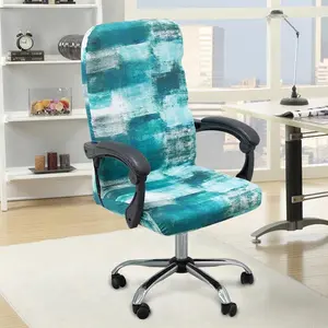 Stretchable Office Chair Cover, Washable & Removable Nylon Rotating Boss Chair Slipcover, Elastic Slipcover, Dustproof Chair Protector, Pet-Friendly, All-Season Print Style, Stretch Chair Slipcovers