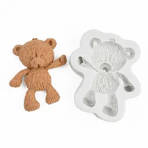 1pc Sugar flipping silicone mold bear shaped aromatherapy gypsum baking tool chocolate decoration cake mold drip glue mold