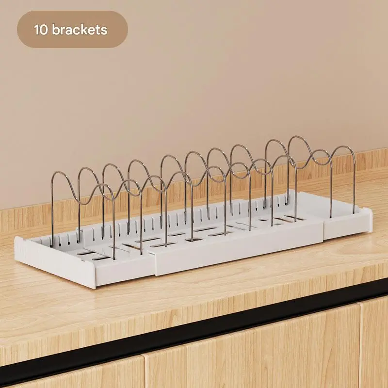 AIR U Expandable Pots and Pans Organizer, 9 Adjustable Stainless Steel Dividers No More Clutter, Under Cabinet or Countertop Storage, 22" White