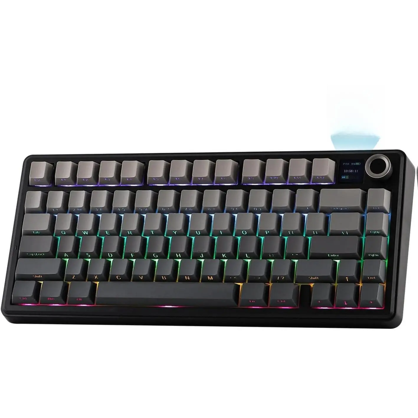 EPOMAKER X Aula F75 MAX Wireless Mechanical Keyboard with TFT Screen and Knob, Gasket Gaming Keyboard in 75% Layout, Hot Swappable, RGB Backlight, for PC/Mac/Linux (Black Gradient)