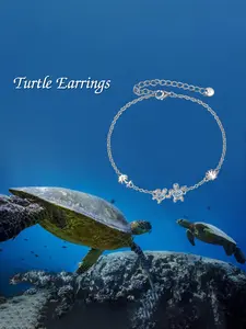Summer Colorful S925 Silver Turtle Bracelet Anklet, Exquisite Bracelet, Turtle Charm Bracelet, Unique Turtle Motif, Ocean Bracelet, Beach Vacation Jewelry Gift for Girlfriend Wife Mom, Elegant Women's Accessories