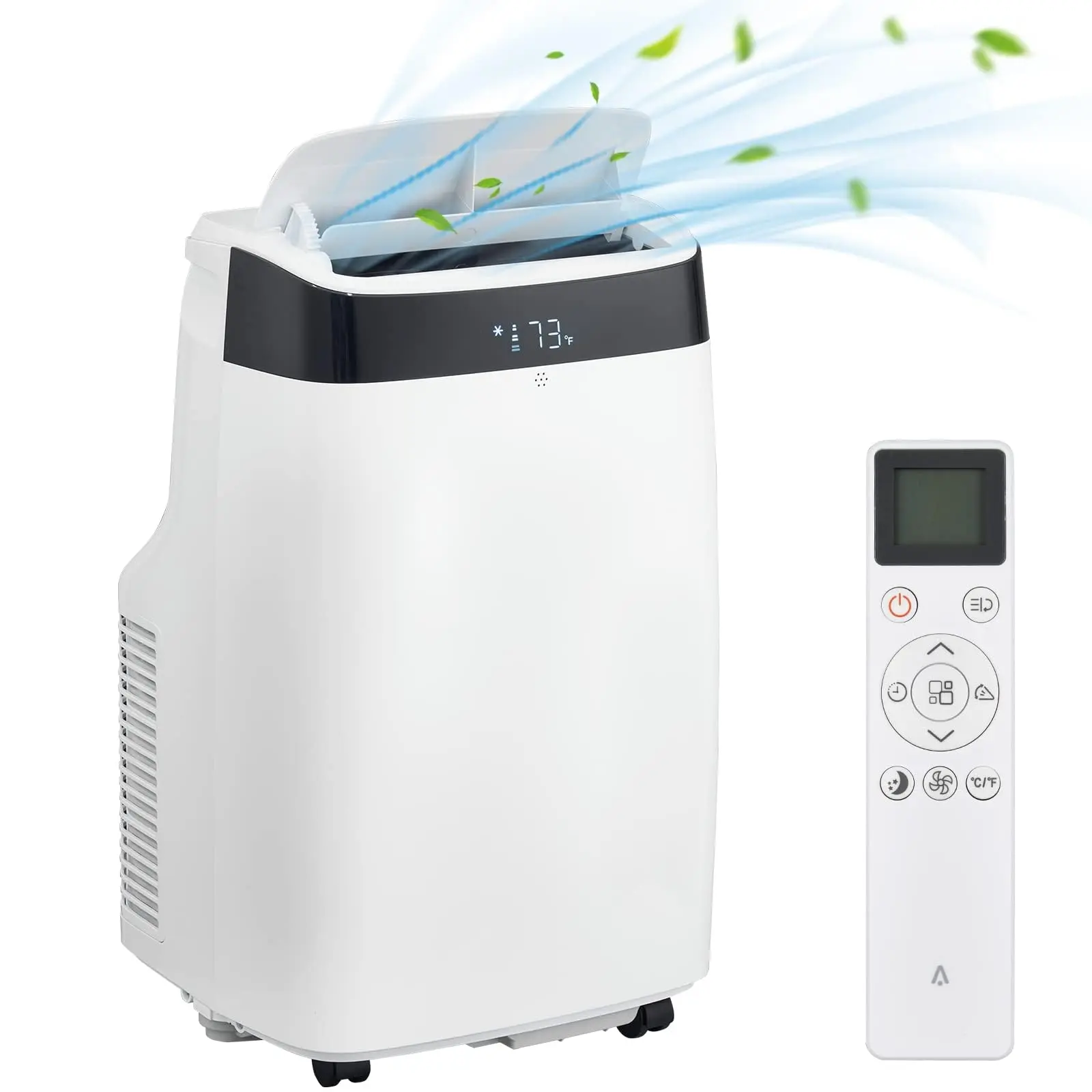 OP-14000 BTU Portable Air Conditioner, 3-In-1 Portable AC Unit With Dehumidifier & Fan, Quiet Room Air Conditioner Cools Up to 750 Sq.Ft., Remote, Installation Kits, Auto Swing, 3 Speed, Timer, White Top