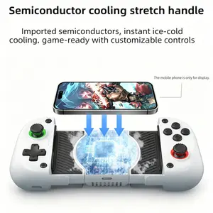 X5mini Wireless Bluetooth Stretch Game Controller/ Semiconductor Cooling Fan/ Dual Hall Joy stick/ Trigger 6-Axis Gyro Vibration1ms Response For Android iOS PC Switch Mobile Phone Gaming