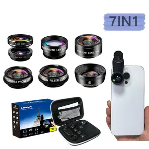 7-in-1 Phone Lens Kit: Macro, Wide Angle, Fisheye, Telephoto, CPL & Kaleidoscope 6 Lenses, Universal for iPhone & Most Smartphones