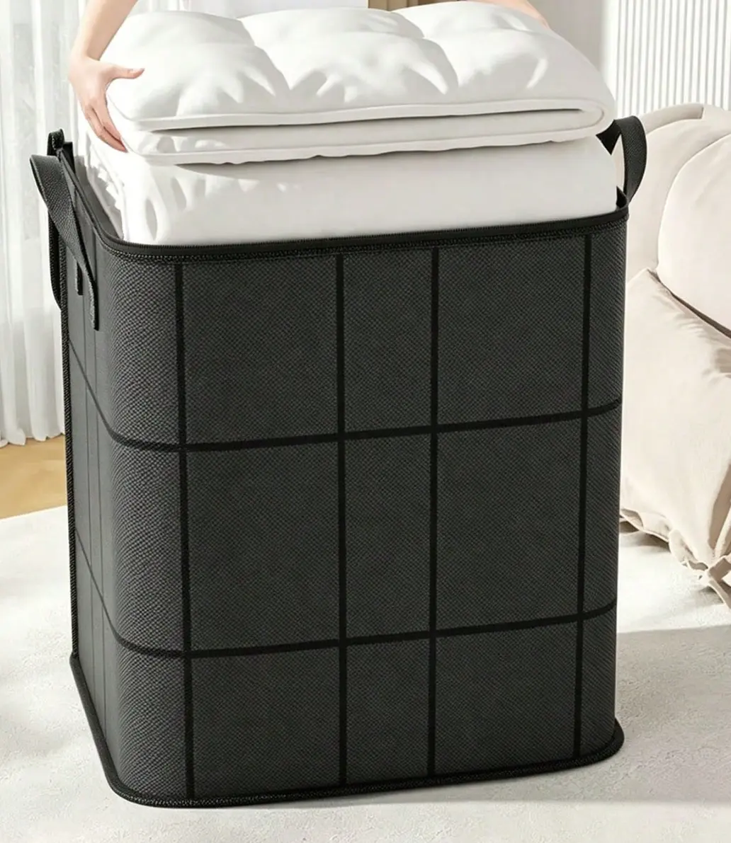 1PC -Spacious Moving Storage Bin, Zippered Organizer for Quilts, Bedding & Sweaters, Large Capacity Fabric Bag for Moving Day, Closet & Bedroom Use