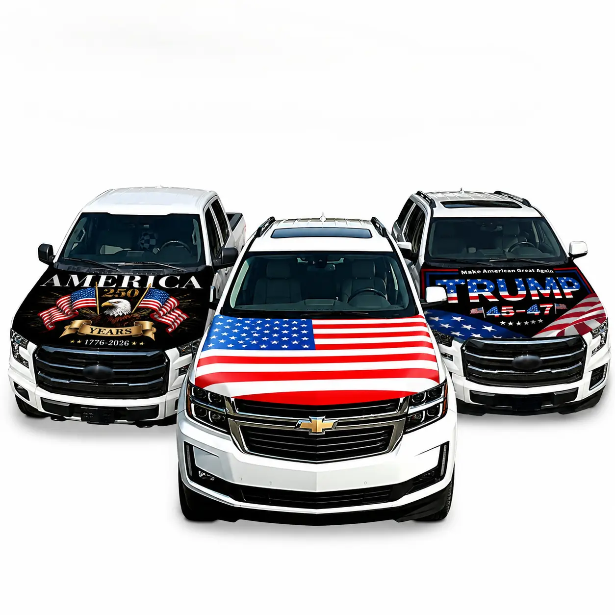 American Flag Car Hood Cover - Suitable for pickup trucks, SUVs, sedans, and Jeeps. Special commemorative edition for Memorial Day and Independence Day (July 4th). Car exterior decorative stickers, stylish car accessories.