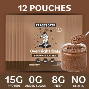 Brownie Batter Overnight Oats – High Protein Breakfast | 15g Protein, Gluten-Free, No Added Sugar, Glyphosate-Free | Easy Prep Oatmeal (12 pack) Food Chocolate