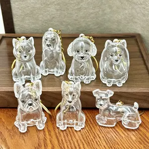 Cute Dog Shape Fur Memory Charm, Transparent Keepsake Charm for Bag, Keychain, and Display