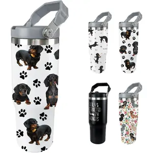 Dachshund Dog Tumbler Weiner Weenie Gifts for Women Men 30 Oz Dog Tumbler Insulated Dachshund Water Bottle Cup with Handle