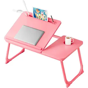 Laptop Desk for Bed, Adjustable Laptop Stand with 5 Different Angles, Portable Lap Tray Table with USB Charge Port and Cup Holder, Laptop Bed Desk Tray for Eating Working Writing ()