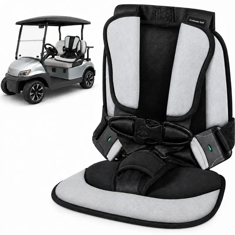 Craftsman Golf Cart Child Safety Seat, Toddler Seat with 5-Point Harness, Comfortable and Secure for Family Rides, Fits Golf Carts with a Seat-Back Gap
