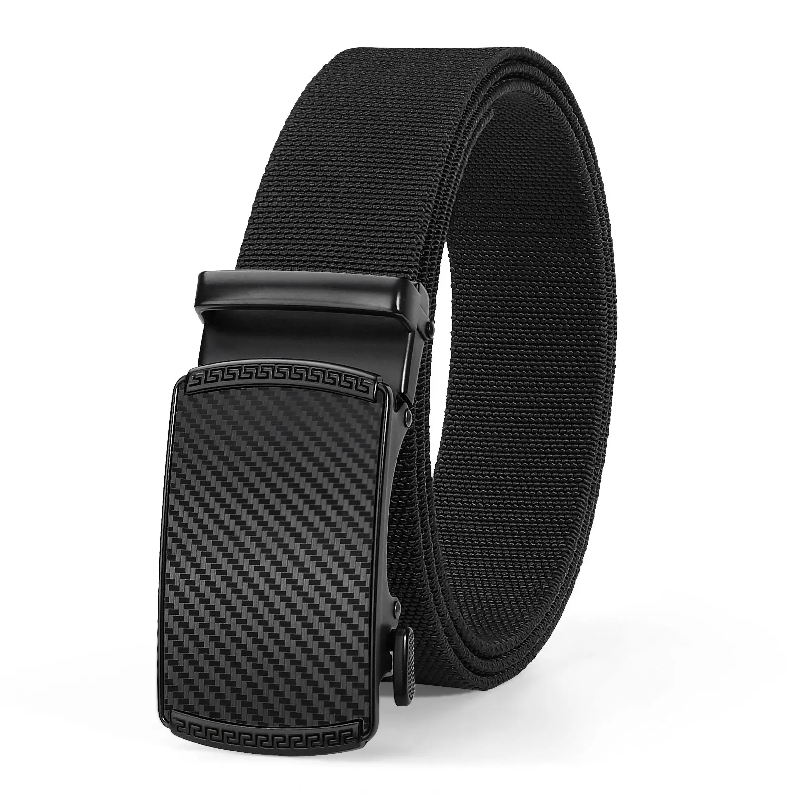 XZQTIVE Ratchet Black Elastic Belt for Men Nylon Web Adjustable Belt Fabric Baseball Golf Belt
