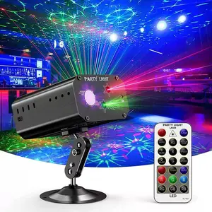 Party Lights DJ disco lights, flashing stage lights, sound-activated laser projector with remote control—suitable for parties, bars, birthdays, weddings, holidays, live performances, and Christmas decorations