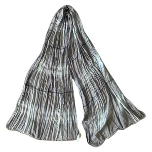 Pre-owned Authentic Burberry unisex long check wool and silk scarf