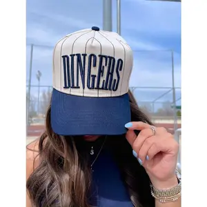 2026 Dingers - Navy Striped Vintage Trucker Hat Casual Summer Hat Statement Cap graduation leis 2026