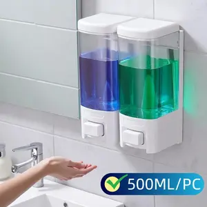 500ML ABS Wall Mounted Soap Dispenser for Hand Sanitizer and Shampoo, Manual Pressure Design, No Electricity Required for Easy Use, Bathroom Accessory, Refillable Bottle