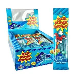 Sour Power Blue Raspberry Straws – Sour Candy Straws (24 Pack)