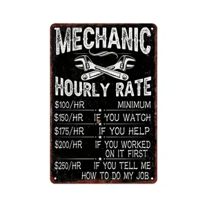 Garage Decor - Mechanic Hourly RateGarage Car Signs Decor, MechanicsAutomotive Man Cave Bar VintageMan Cave Car Funny Retro Plaque -Gift for Father's Day - For Garage &Man Cave Enthusiasts - Perfect Giftfor Dads The size is 12x8 inches