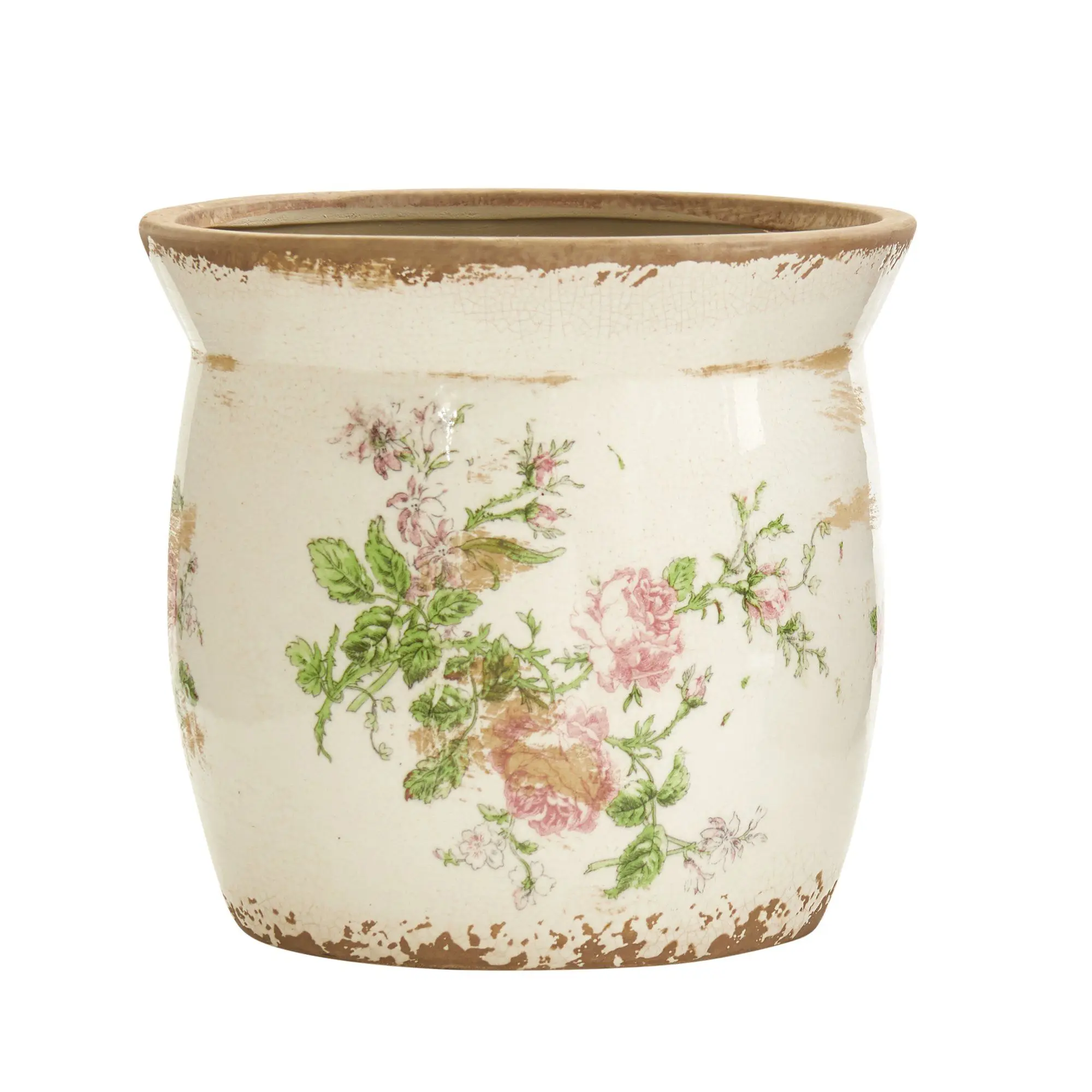 8” Tuscan Ceramic Floral Print Garden Pot - Home Decor Pot for Indoor Outdoor Gardening, Home Decor Pots