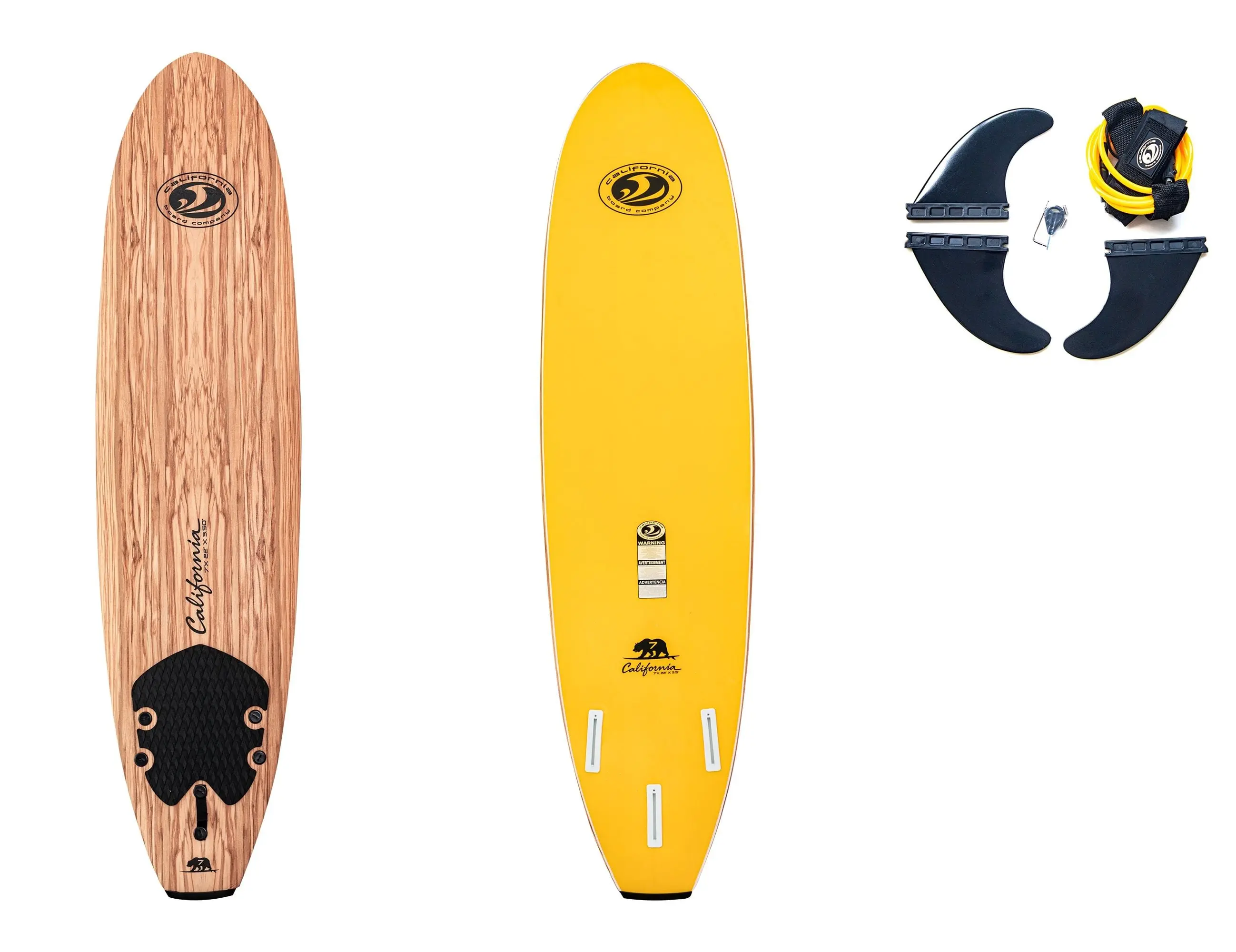 7 ft Soft Top Surfboard with Custom Molded Shape, Heat Laminated High Density Deck and Bottom, Includes Tri-Fin System, Traction Pad, and Leash with Neoprene Padded Ankle Strap, Wood, Eps, 22.5 In., 6.5 Lbs., 84 In., Surfboards, Surfing Fins, Water Sport