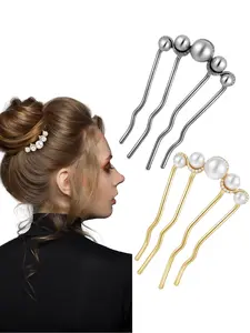 2-piece set of French pearl side combs for ladies, elegant brides, bridesmaids, delicate and high-end hair accessories, braided hair with a semi tied hairstyle, suitable for ladies to wear on dates, parties, parties, and weddings