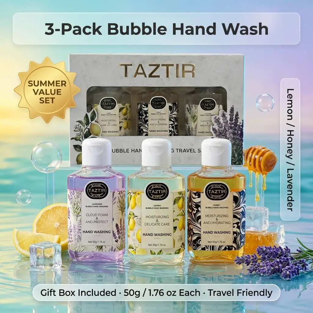 TazTir 3 Pack Scented Foaming Hand Soap Set with Moisturizing Honey, Soothing Lavender & Deodorizing Lemon, Gentle Rich Lather Formula, Honey Extract, Lavender/Lemon, Moisturizes, Rich Foam, Foaming Hand Wash, Lavender Scent Hand Wash