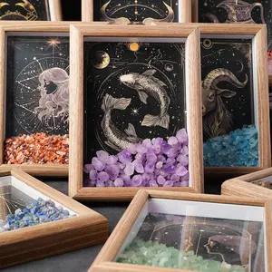 Natural Healing Gem Design Photo Frame, 1 Count Zodiac Seven Chakra Photo Frame, Desktop Decoration, Gift for Friend & Family, Picture Frame