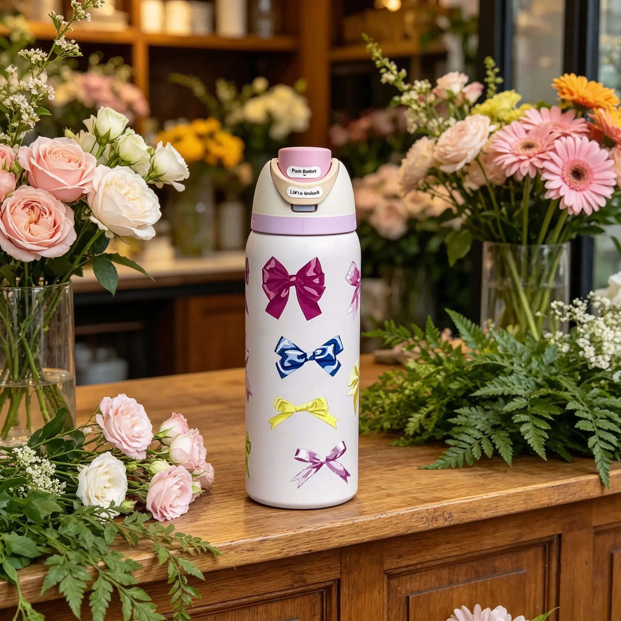 Owala 32oz Floral Print Stainless Steel Vacuum Insulated Leak-Proof Tumbler Drinkware with Straw, Portable Insulated Flask for Home & Outdoor Use, Ideal Adult Gift Kitchenware Flasks Stylish