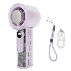 Handheld Turbo Fan with 3000mAh Battery - Portable Mini Fan with Cooling & Heat Dissipation, 1-100 Adjustable Speed, Digital Display - High Transparency Design for Travel, Office, Dorm