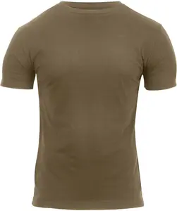 Coyote Brown - Athletic Fit Solid Color Tactical Gym T-Shirt, Poly/Cotton