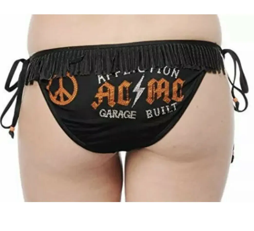 AFFLICTION Women Bikini Bottom LOST SOUL BIKINI & BOTTOM FOIL Rhinestone, Bikini Beach Wear, Bikini Swimsuit Outfit
